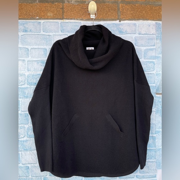 PLANET by Lauren G. Waffle Cowl poncho style sweater in a waffle knit. XL - Picture 2 of 11